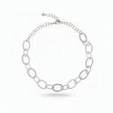 Silver chain necklace on a white background