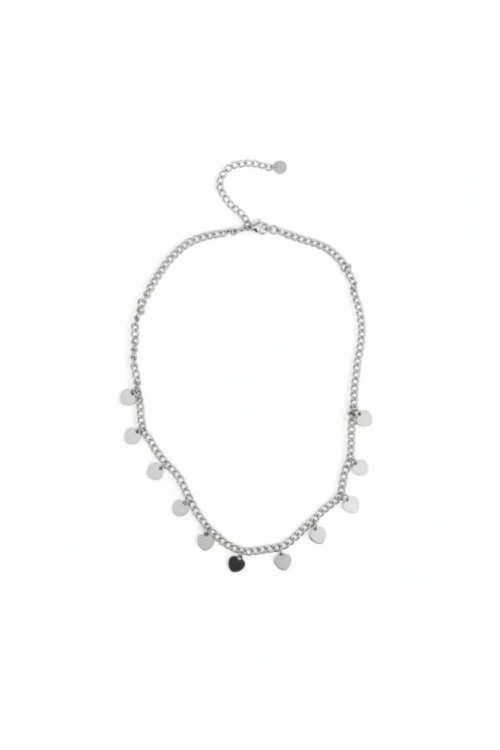 Necklace with hearts on a white background