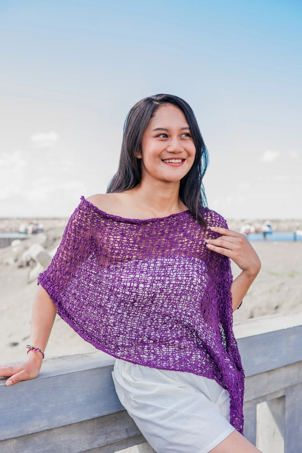 We love these popcorn knit ponchos! They are so soft and the perfect coverup for cool days or evenings.