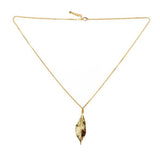 Gold necklace with a pendant on a white background