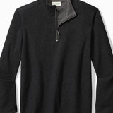 Black pullover with gray collar on a white background