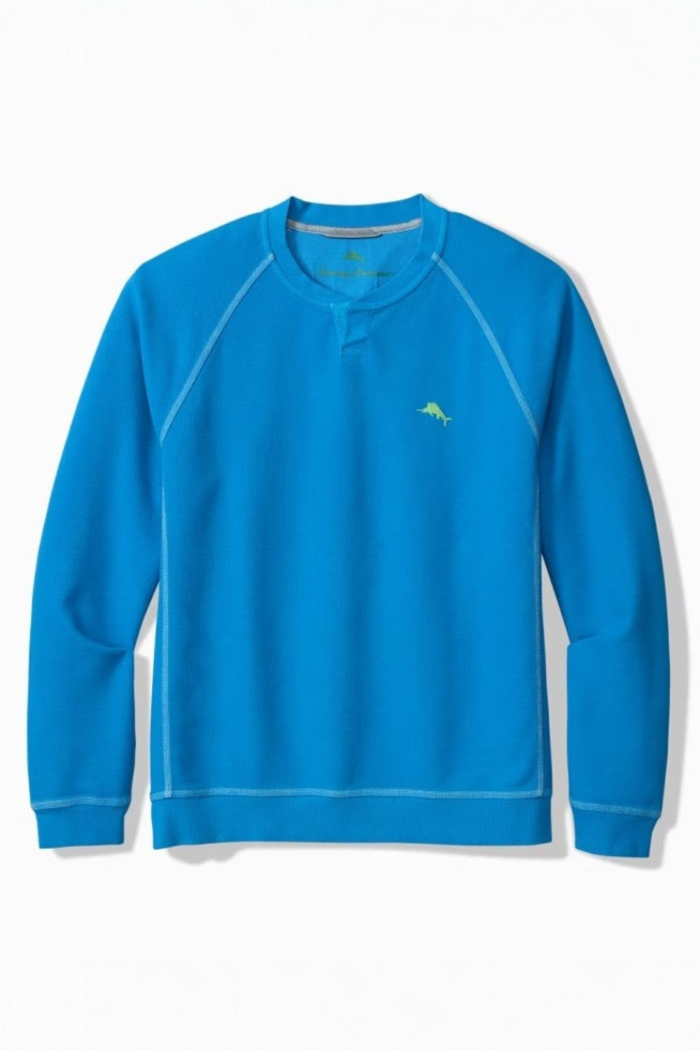 Blue sweatshirt with a logo on a white background