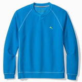 Blue sweatshirt with a logo on a white background