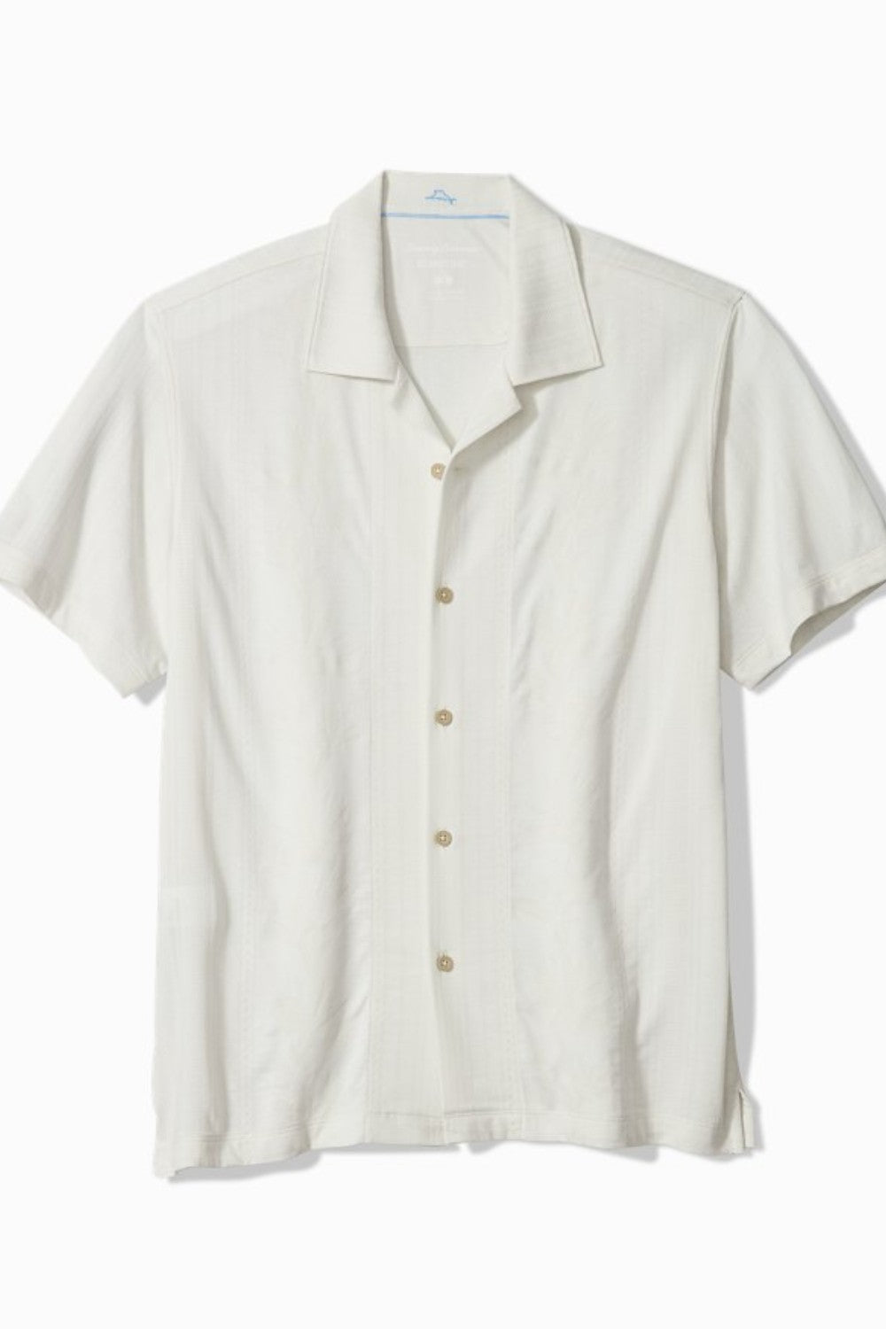 Beige short-sleeve shirt on a white background