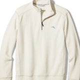 For sunset at the beach or an easy bonfire layer, look to this comfortable half-zip sweatshirt with a subtle faded wash and unique slubbed texture.