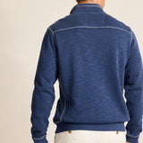 For sunset at the beach or an easy bonfire layer, look to this comfortable half-zip sweatshirt with a subtle faded wash and unique slubbed texture.