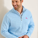 For sunset at the beach or an easy bonfire layer, look to this comfortable half-zip sweatshirt with a subtle faded wash and unique slubbed texture.