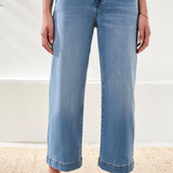 Redefine your essentials with Audrey hugging wide crop denim, designed to offer a contemporary wide leg and modern cropped length. The premium stretch denim hugs in all the right places, delivering comfort, flexibility, and effortless style for any occasion.
