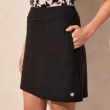 Elevate your look with this pull-on skort, crafted from comfortably stretchy textured scuba knit. Sleek contrast zipper accents along the sides add a chic, modern flair.