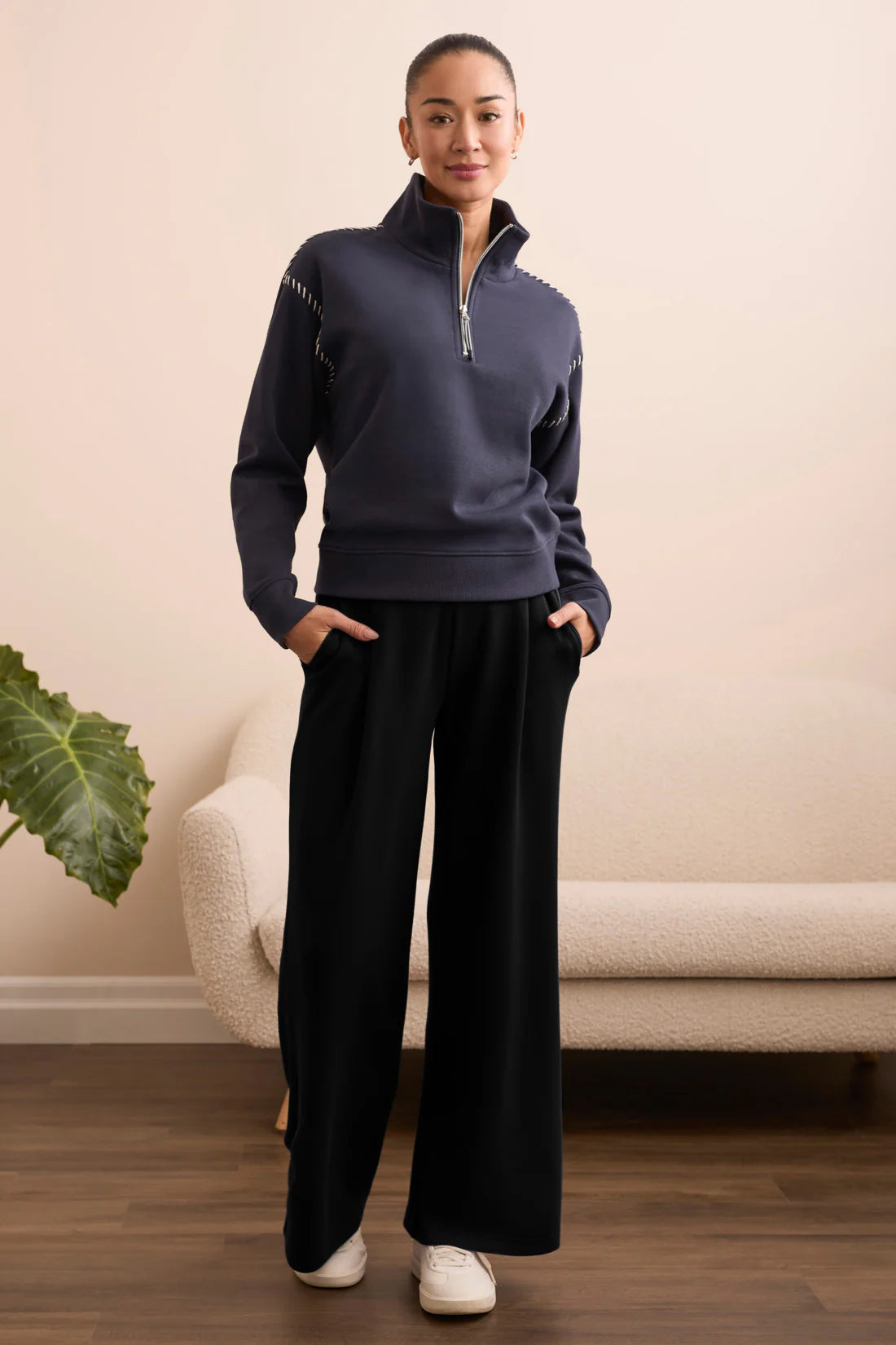 Elevate your look with these flowy wide-leg pants, expertly crafted from Techno Lux material for a blend of luxurious softness and four-way stretch. The extremely comfortable pull-on waistband ensures a smooth, relaxed silhouette, making them perfect for effortless style and comfort.