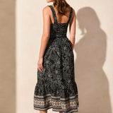Crafted from airy printed crêpe fabric, this flowy maxi dress offers a fresh feel on warm days with its sleeveless cut. Rushing along the bodice and shoulder straps enhances the fit with flattering shape, while a lining in the skirt adds volume and extra coverage. Convenient side seam pockets provide subtle storage for your day's essentials.