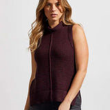 As a chic layering piece or worn solo, this sleeveless sweater brings endless pairing options to your wardrobe. 