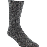 One black mix sock, shown from the side, photographed on a light background.