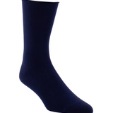 One navy sock, shown from the side, photographed on a light background.