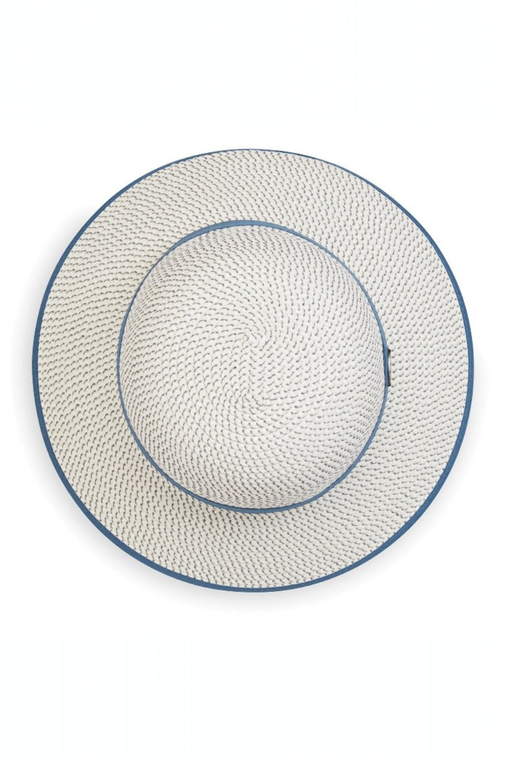 Hat with blue trim on white background