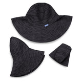 Black and white sun hat folded on a white background