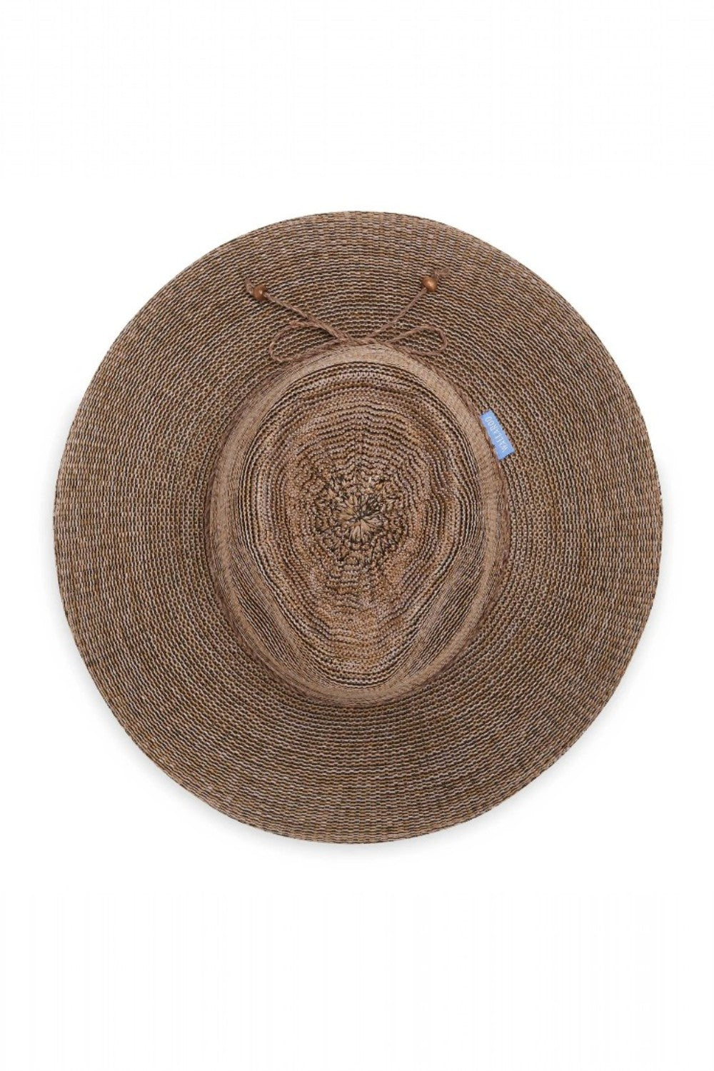 Brown woven hat on a white background