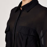 Cut from lightweight chiffon to an oversized fit designed to create a free-flowing silhouette, this shirt is the perfect pick for both on and off-duty dressing. Framed by a collared neckline and long sleeves, it boasts a concealed button placket, twin chest patch pockets, and a dipped hem. Tuck into tailored shorts or style with jeans when the weekend arrives.