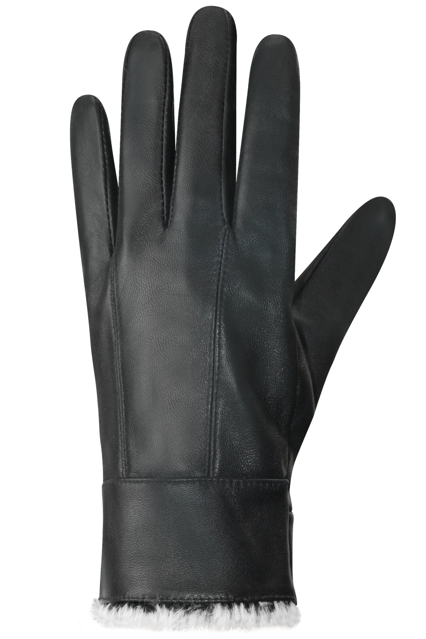 This leather glove, with its distinctive arched design, offers both elegance and functionality. The soft faux fur acrylic lining and cuff deliver warmth, while the zig-zag elastic on the palm side guarantees a perfect fit.