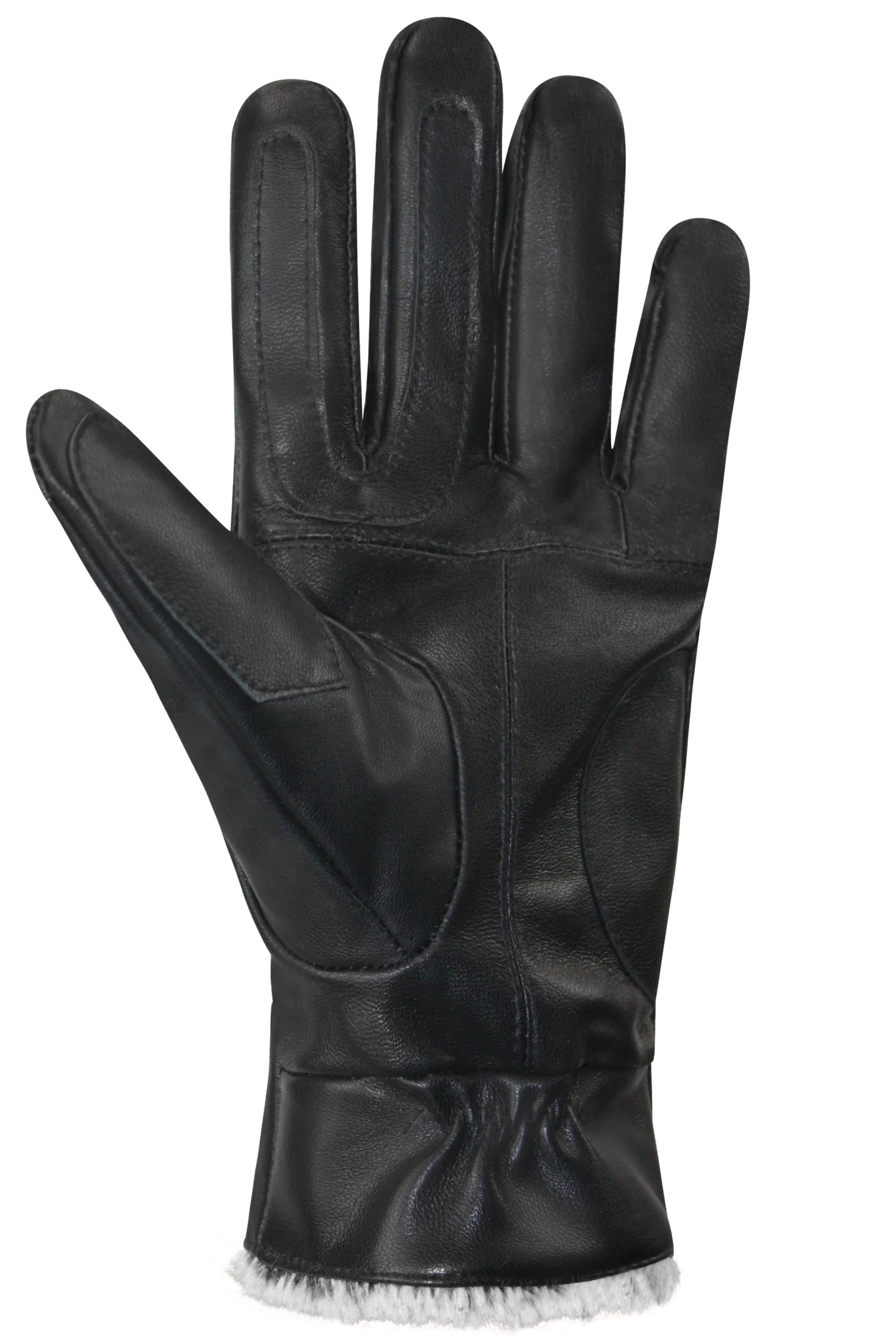 This leather glove, with its distinctive arched design, offers both elegance and functionality. The soft faux fur acrylic lining and cuff deliver warmth, while the zig-zag elastic on the palm side guarantees a perfect fit.