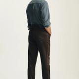 Broderick's Clothing Co. 34 Heritage Charisma brown straight leg pants with corduroy-inspired texture on a model