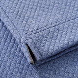 Broderick's Clothing Co. blue moratronic diamond knit pullover fabric texture with side vent detail