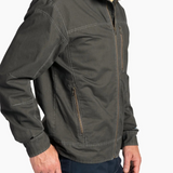 Broderick's Clothing Co. KÜHL BURR jacket in dark grey canvas with contrast stitching and zippered pockets