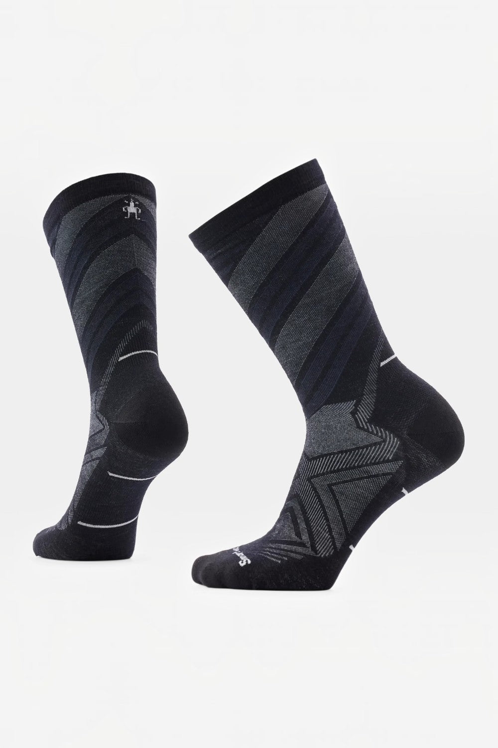 Broderick's Clothing Co. Smartwool men's black and grey patterned merino wool crew running socks