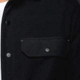 Broderick's Clothing Co. Au Noir GRADO black overshirt featuring a chest pocket with matte snap button closure