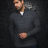 Broderick's Clothing Co. Au Noir VOGAR charcoal grey merino wool blend quarter zip sweater with a stand-up collar.