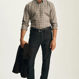 Broderick's Clothing Co. 34 Heritage Courage black straight leg jeans with Thermocool technology on a male model.