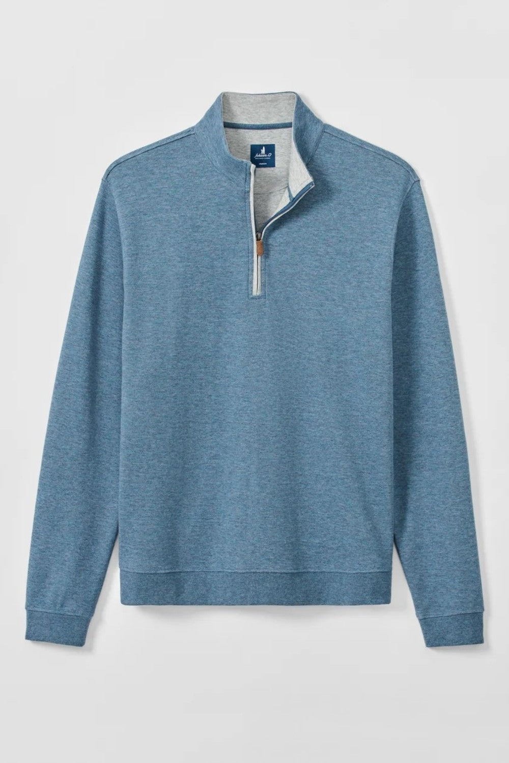 Broderick's Clothing Co. blue Johnnie-O Sully quarter-zip pullover in soft plaited cotton-blend fabric