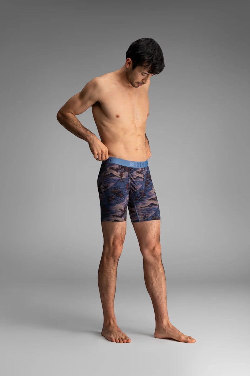 Broderick's Clothing Co. BN3TH Classic Icon boxer brief with 3D pouch in a blue tropical landscape print