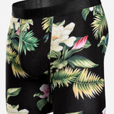 Broderick's Clothing Co. BN3TH Classic Icon boxer brief in black with a tropical floral and palm leaf print.