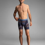 Broderick's Clothing Co. BN3TH Classic Icon boxer briefs with tropical palm print on a smiling male model