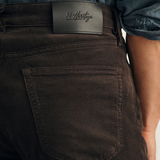 Broderick's Clothing Co. 34 Heritage Charisma brown corduroy-style pants with back pocket and leather brand patch