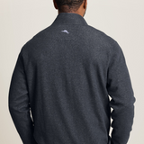 Broderick's Clothing Co. Tommy Bahama charcoal heather reversible half-zip sweater viewed from the back