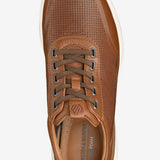 Broderick's Clothing Co. Johnston & Murphy cognac leather jogger sneakers with micro-perforated upper and TRUFOAM sole