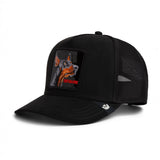 Broderick's Clothing Co. Goorin Bros. DOBERMAN black trucker hat with embroidered dog patch and BEWARE text