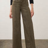 Broderick's Clothing Co. FDJ Olivia wide leg pants in olive euro twill cotton with pintuck detailing