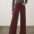 Broderick's Clothing Co. FDJ Olivia wide leg pants in deep burgundy euro twill cotton with front pintuck detailing.