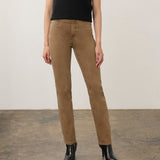 Broderick's Clothing Co. FDJ Suzanne high-rise straight leg jeans in a versatile tan colour worn with black boots.