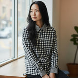 Broderick's Clothing Co. Shannon Passero Aubrey shirt in a black and white gingham check pattern with a classic collar.