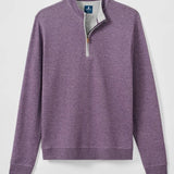 Broderick's Clothing Co. Johnnie-O Sully purple heathered cotton-blend quarter-zip pullover with grey inner collar.