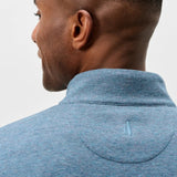 Broderick's Clothing Co. Johnnie-O Sully blue quarter-zip pullover with soft plaited cotton-blend fabric