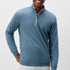 Broderick's Clothing Co. Johnnie-O Sully blue cotton-blend quarter-zip pullover worn by a smiling man