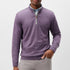 Broderick's Clothing Co. Johnnie-O Sully purple quarter-zip pullover worn by a man over a plaid shirt