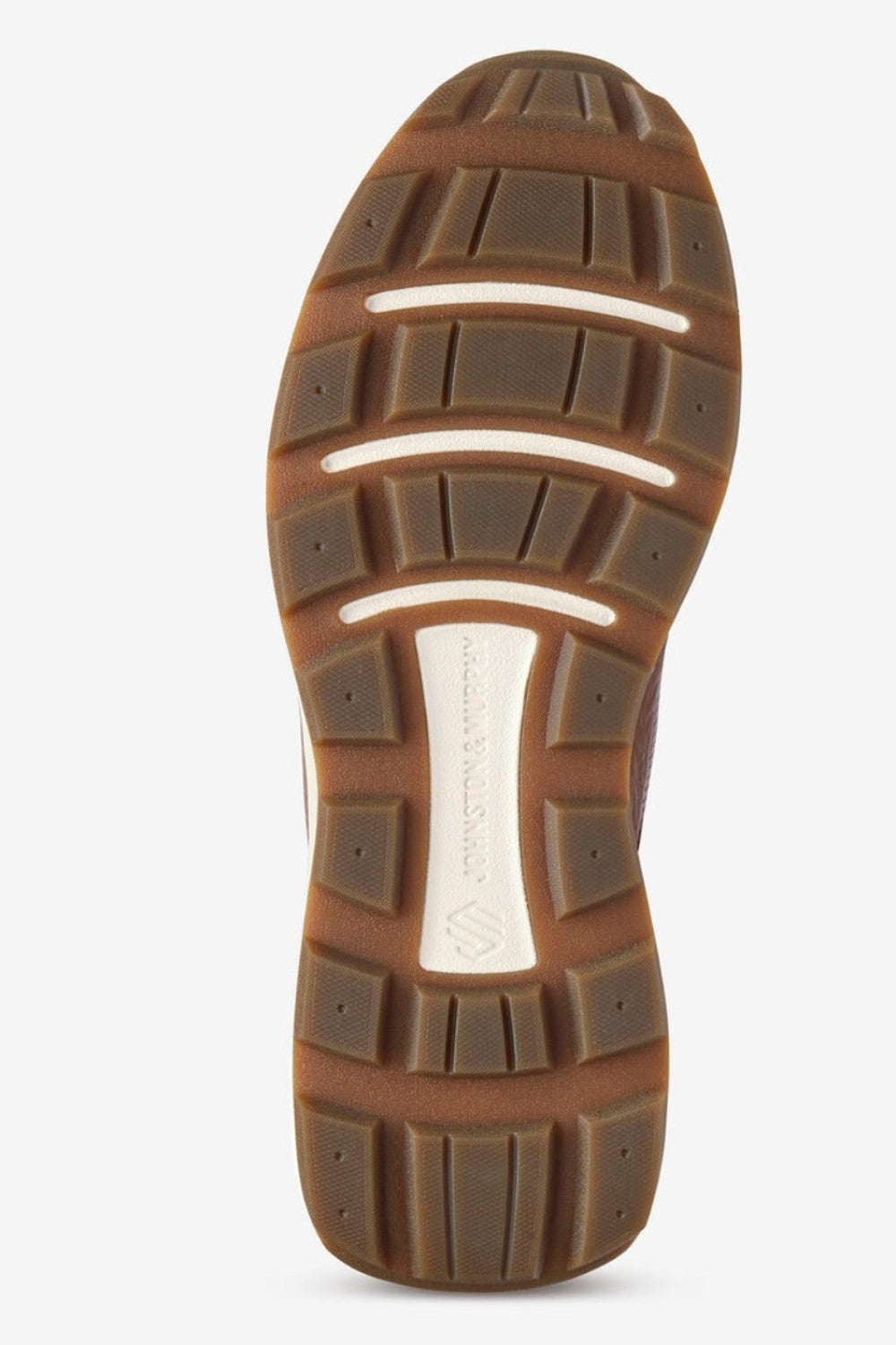 Broderick's Clothing Co. Johnston & Murphy Douglas Jogger sneaker showing the brown rubber treaded outsole