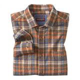 Broderick's Clothing Co. Johnston & Murphy heathered plaid woven shirt with button-down collar and chest pocket.