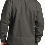 Broderick's Clothing Co. KÜHL BURR jacket in dark grey canvas with articulated sleeves and contrast stitching